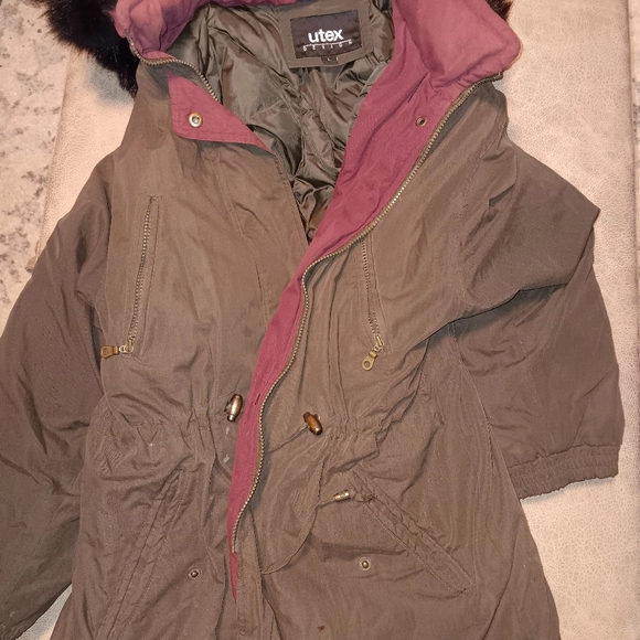 Utex design  men coat with hood and faux fur large brown - Picture 4 of 5